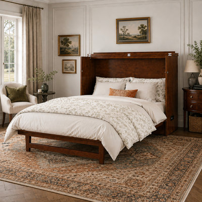 Andriena Murphy Bed Chest with 6" Mattress, Storage & Built-in Charger