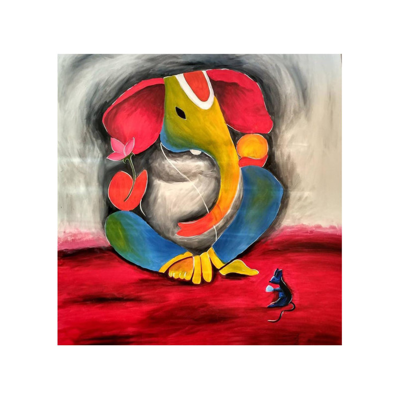 Ganesha coloré | Peinture acrylique sur toile | Par Suma Vivek