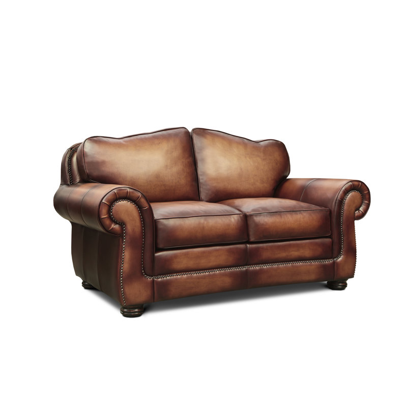 Buckingham Leather Loveseat, Espresso, Yes, Polo (Maestro Artisano)