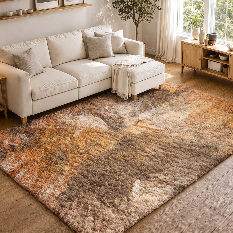 Tapis à poil long de qualité supérieure lavable à la machine ADS641, Paprika, 9' x 12'