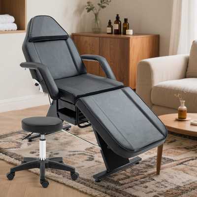 73" Professional Massage Table Lash Bed Beauty Spa Facial Salon Tattoo Adjustable Massage Bed Recliner With Hydraulic Stool