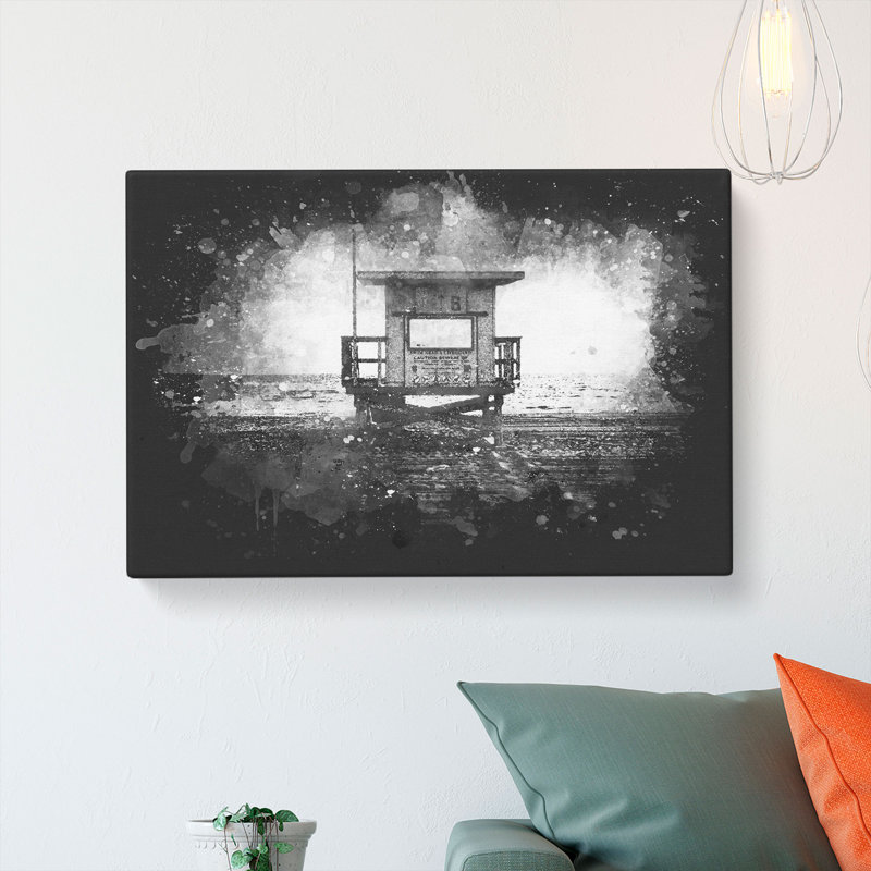 Lifeguard Station Upon The Beach - Wrapped Canvas Painting, 40cm H x 60cm W x 3cm D