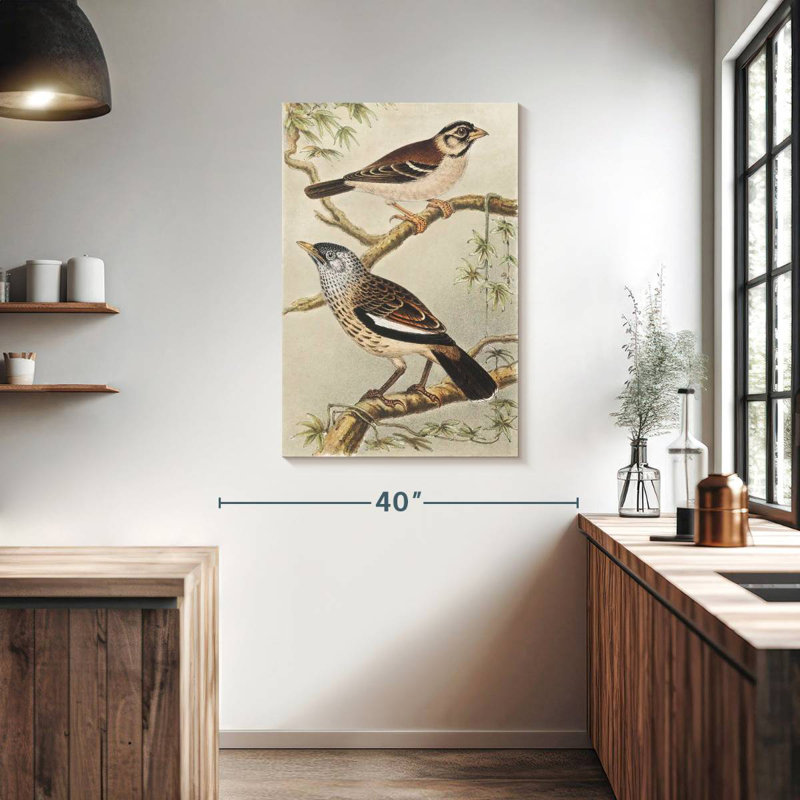 Brampt Twee Vogels Op Takken, H 39 po x l 26 po