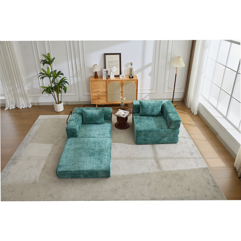 Compression Convertible Floor Sofa Bed With Fixed - Shape Frame, Boneless Modular Sectional Sofa, No Assembly Required, Ideal For Multi - Occasion Use