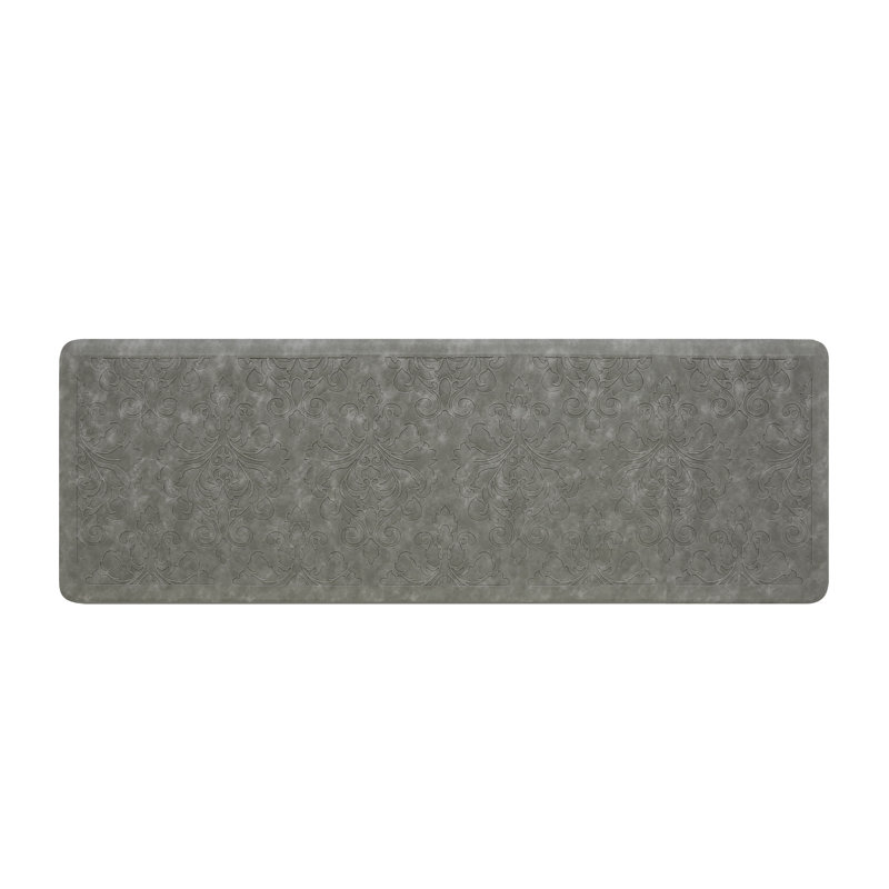 Gray Faux Leather Anti-Fatigue Kitchen Mat 17.5" x 48"