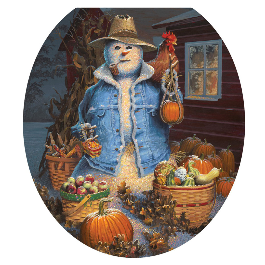 Fall Autumn Gathering Toilet Seat Decal – Toilet Tattoos Seasonal Static Cling Vinyl Cover Fits Round & Elongated Seats Toilet Tattoos 