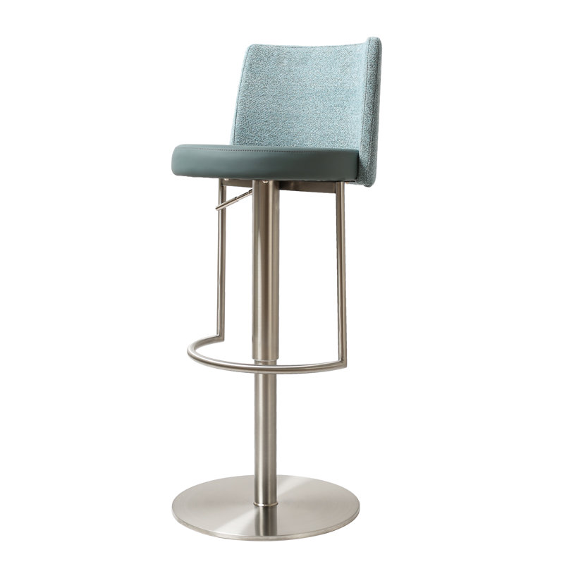 Bergamyer Swivel Upholstered Adjustable Height Counter Stool with Metal Frame, Teal/Silver 