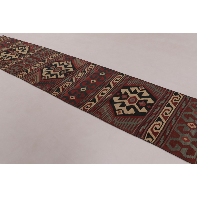 Kilim/Flatweave One-of-a-Kind 3'0x15'0 Hand Knotted Area Rug