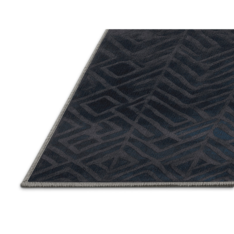 Machine Washable Trellis Gray Area Rug, Square 7'