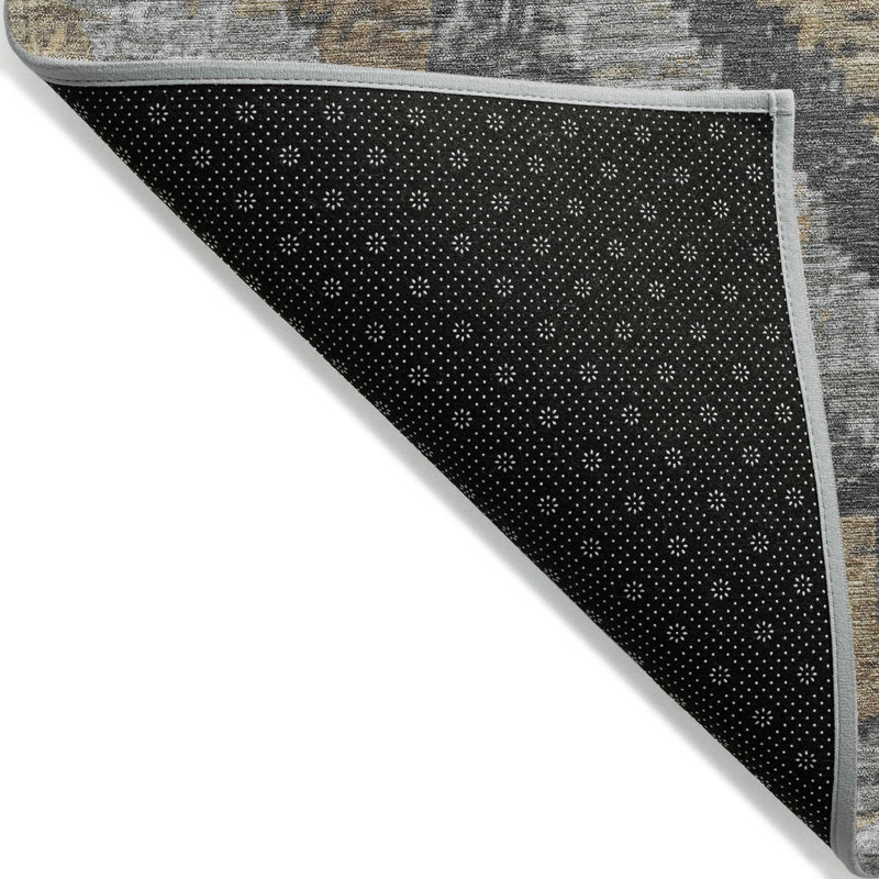 Machine Washable Indoor/Outdoor Xhevrie Khaki Rug, Rectangle 9' x 12'