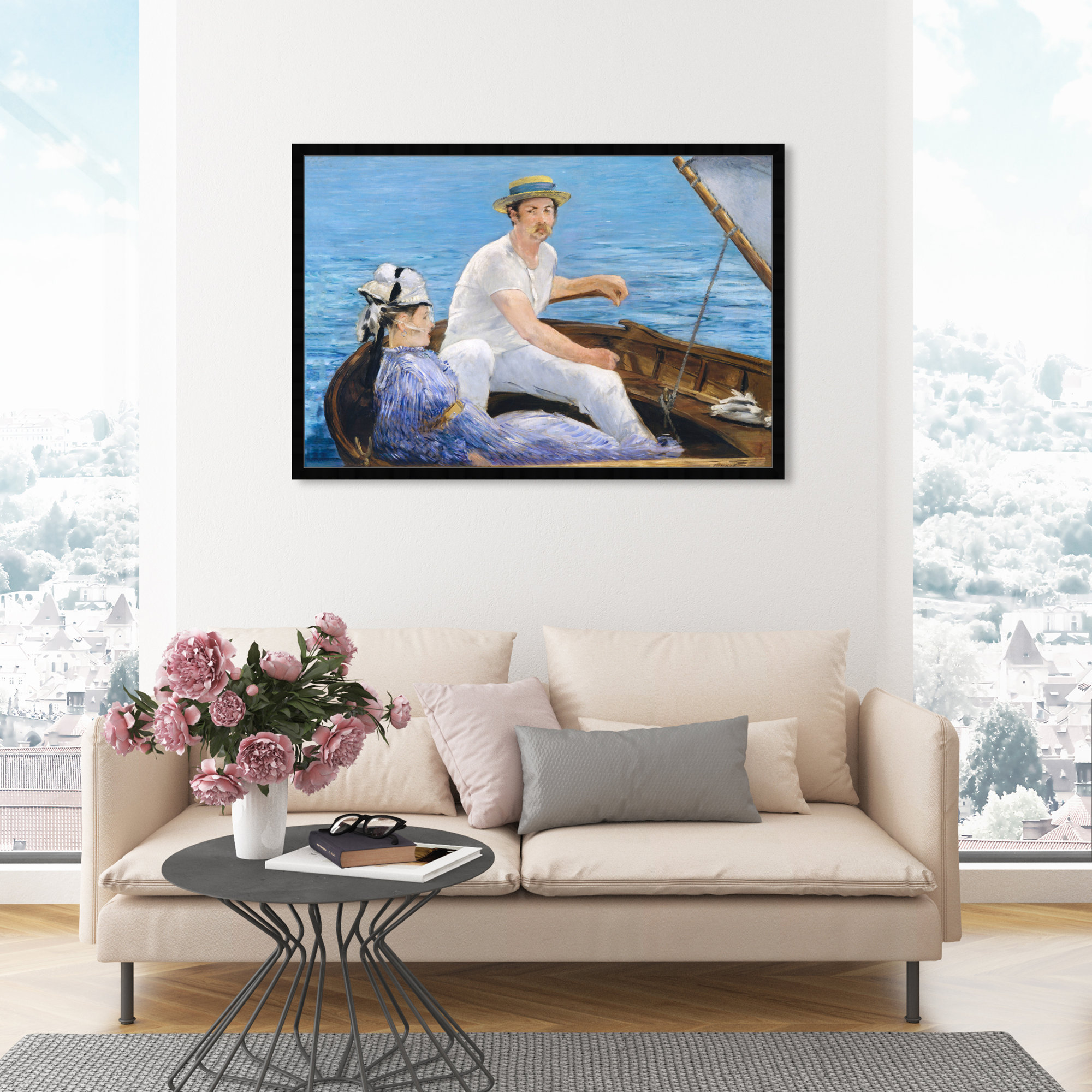 Manet - Boating 1974, 30" H x 45" W x 0.5" D, Black