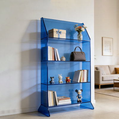 Modern Blue Acrylic Bookcase