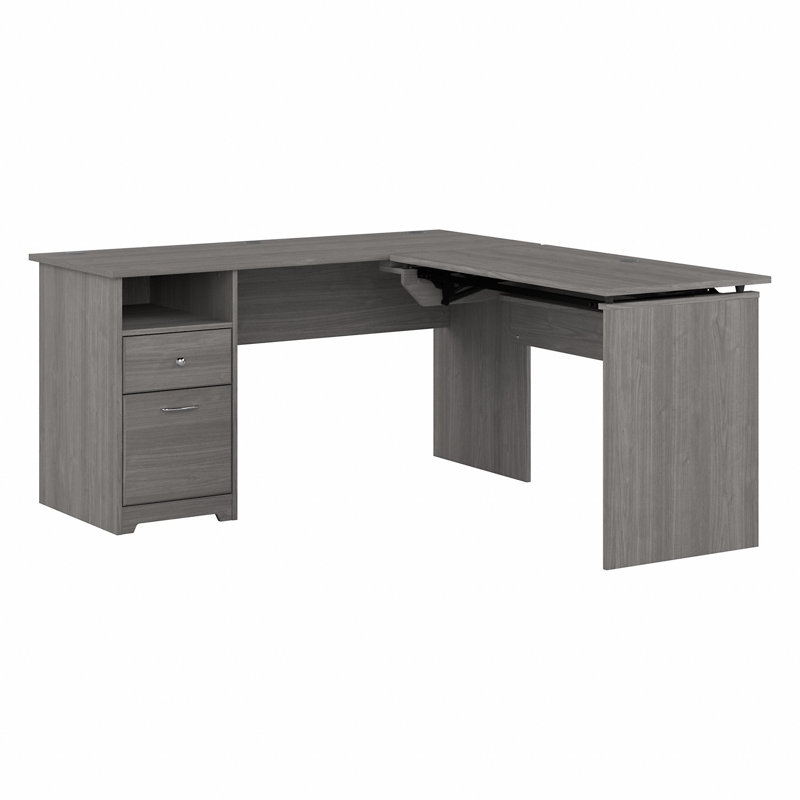 Bureau de direction en L Katia, H 30 po x l 72 po x P 69,17 po, Gris moderne