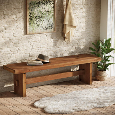 63 po. Banc d'entrée en bois massif de 63 po de long, banc intérieur de ferme