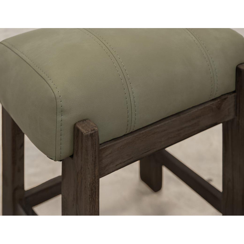 Tabouret décoratif, Chêne foncé, Vert olive