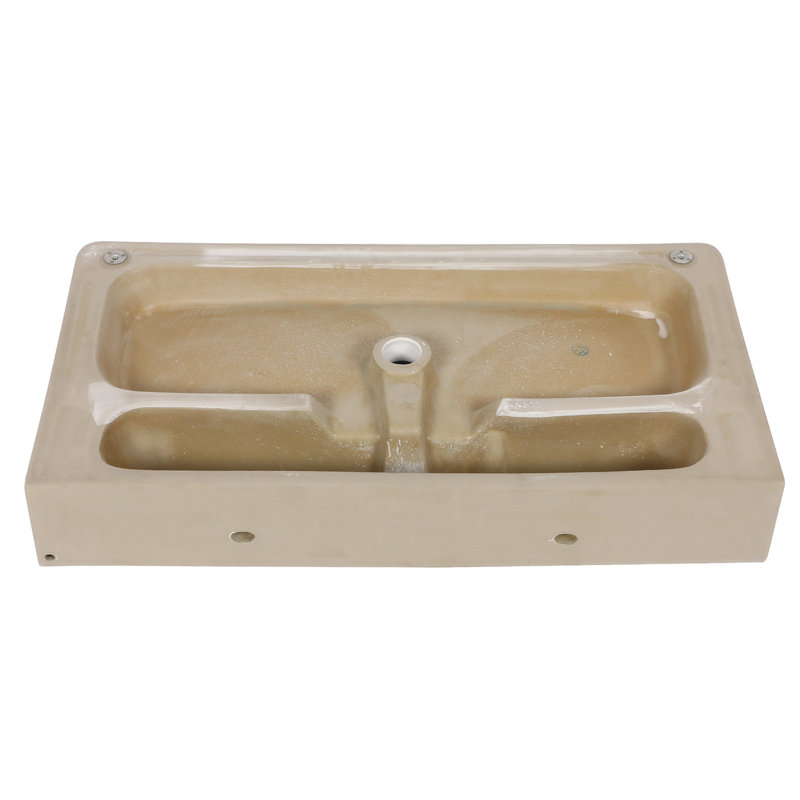 Glossy White Ceramic Rectangular Console Sink with Steel Legs