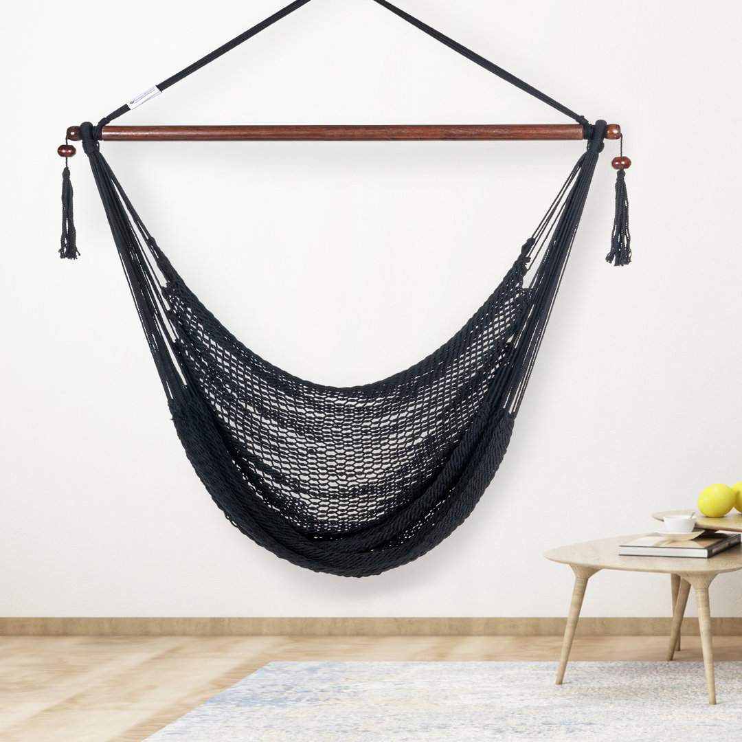 Travis Large Caribbean Polyester Chair Hammock Bungalow Rose Color: White