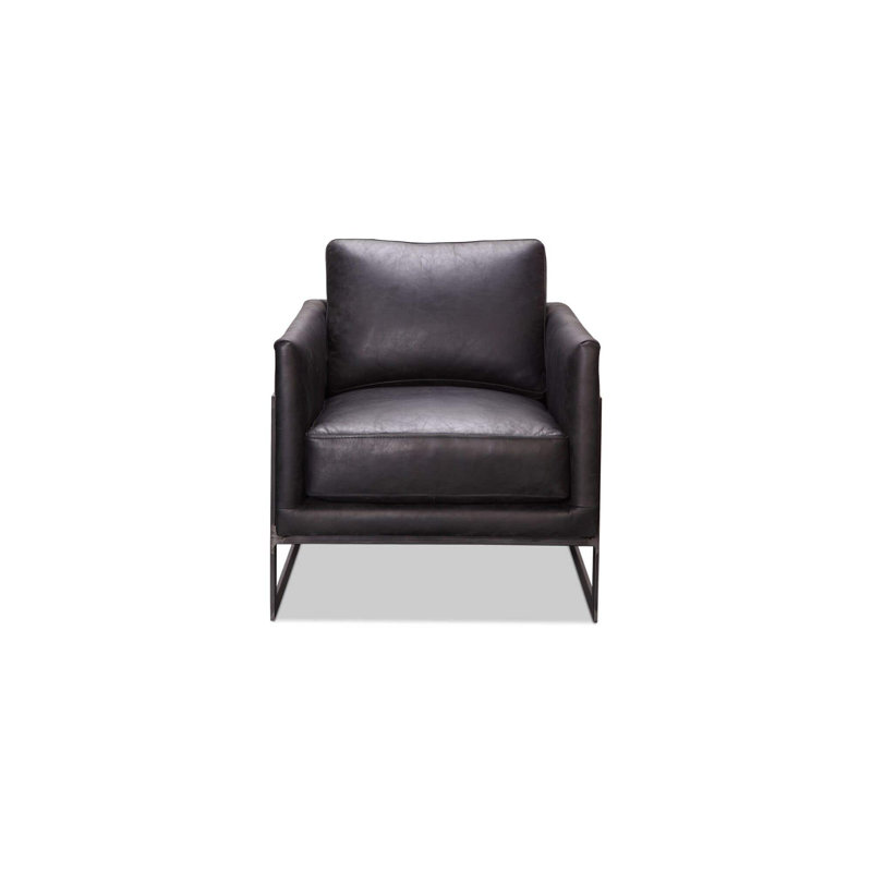 27" Wide Armchair, Black Genuine Leather
