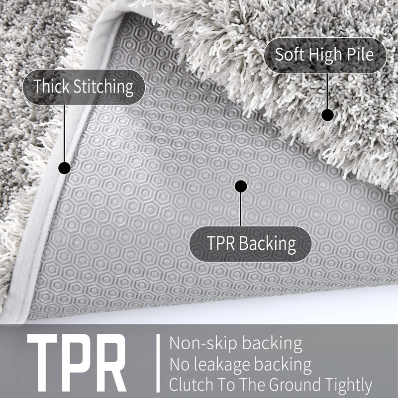 Justinian Microfiber / Microsuede Non-Slip Bath Mat, Light Gray