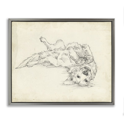«Playful Pup S Croquis», art mural encadré, par Ethan Harper