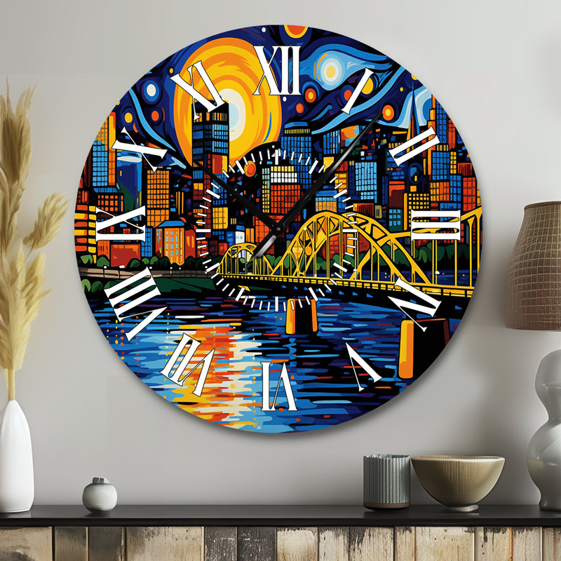 Horloge murale City Pittsburgh Popart I - Pittsburgh, Grand