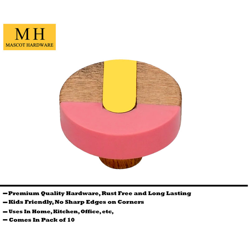 Round Brass Cabinet Knob Set with Mounting Hardware