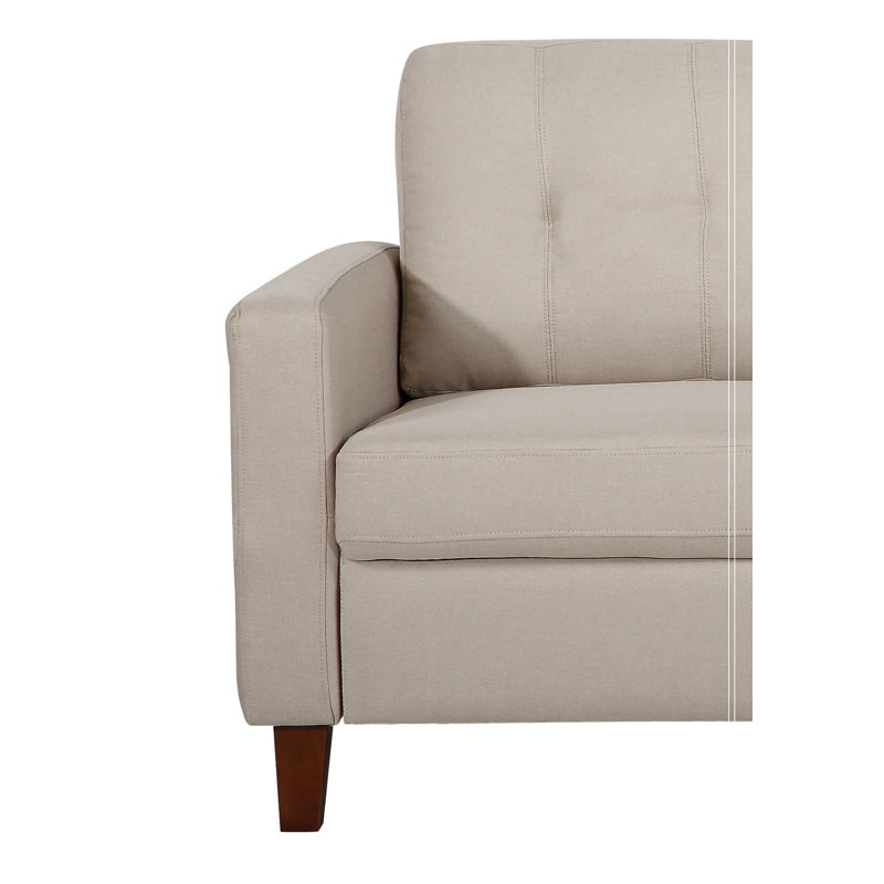 Canapé rembourré avec accoudoirs carrés capitonnés, Beige