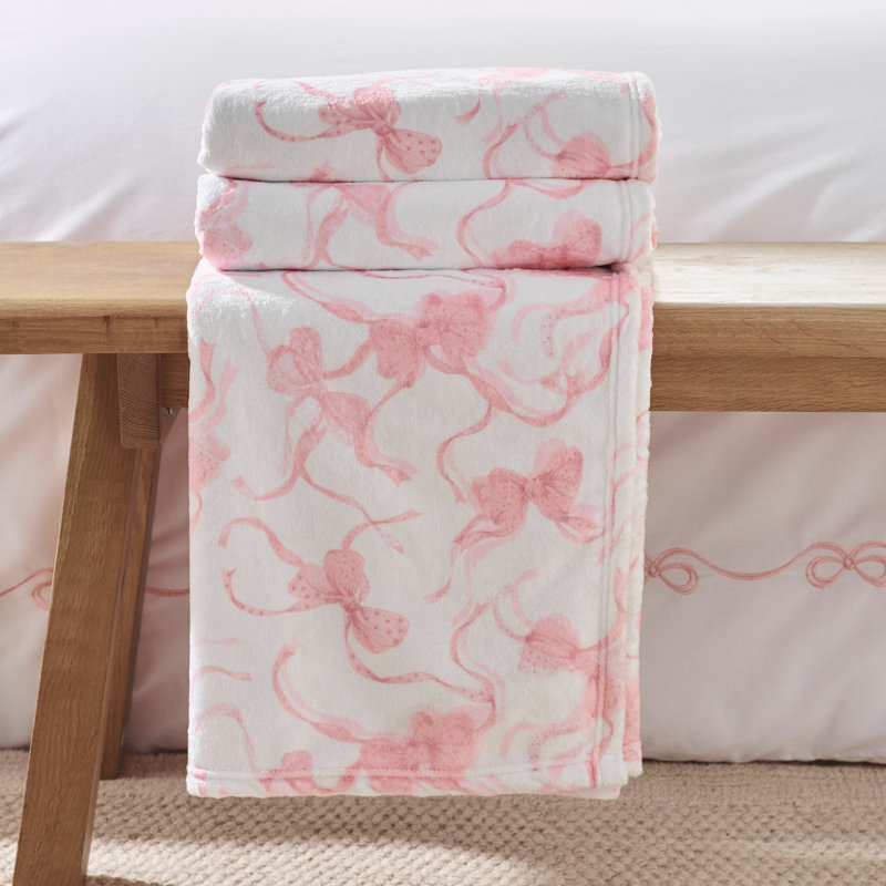 Bow Cosy Fleece Oversized Blanket Throw