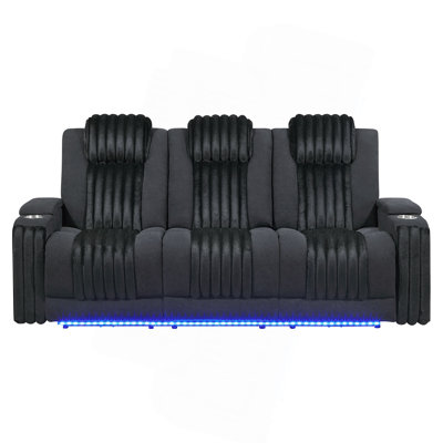 Power Reclining Sofa With Power Headrest, LED And Drop Down Table With Reading Light