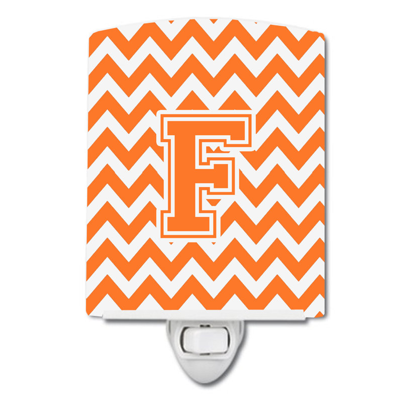 Éclairage de nuit en céramique chevron, Orange, blanc, F