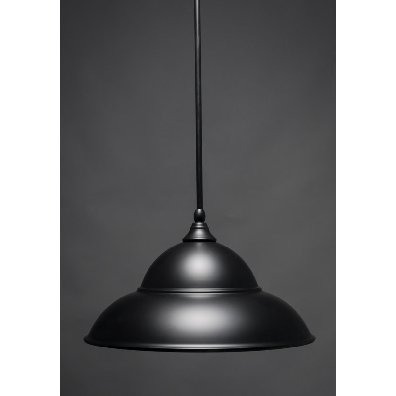 Stem Hung Mini Pendant Shown With Double Bubble Metal Shade, 8.5" H x 13" W, Matte Black