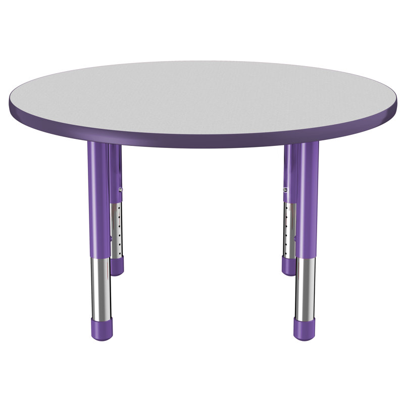 Table ronde à hauteur réglable, 36", Grey/Purple, Épais