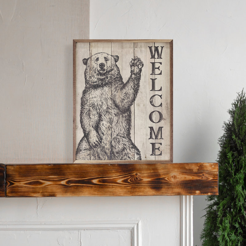 Welcome Bear Whitewash, 30" H x 24" W