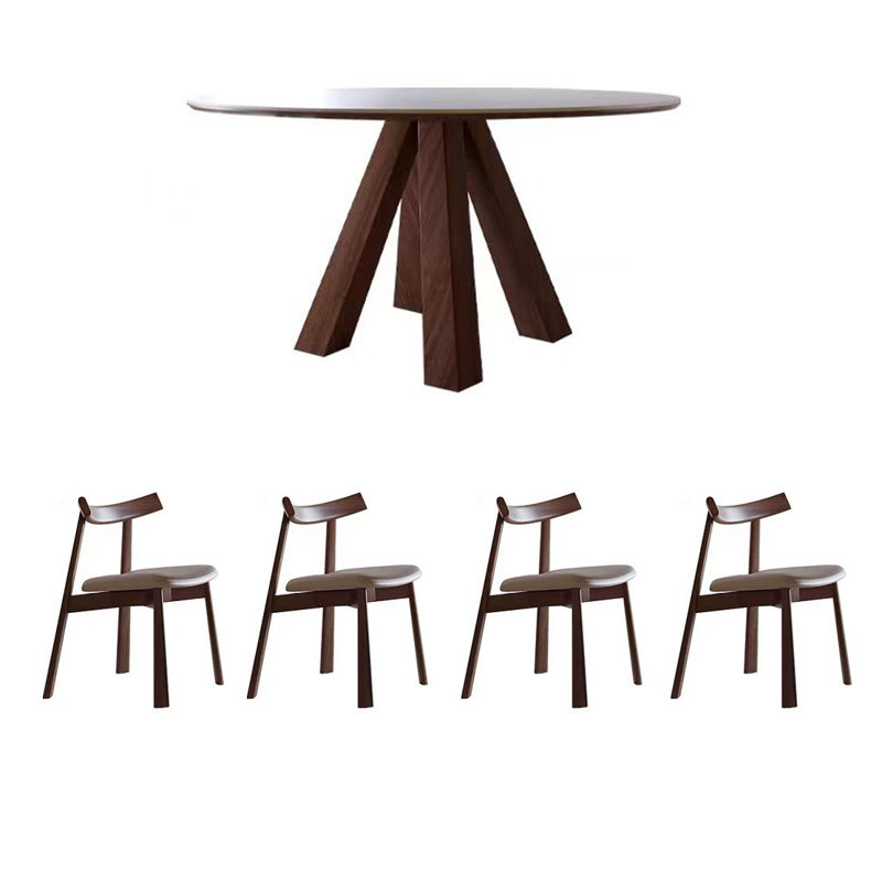 Combinaison de chaise ronde Mid Mid, H 29,52 po x L 51,18 po x l 51,18 po, 5 pièces: table, 4 chaises