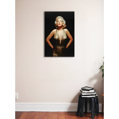 Buy Art for Less Officially Licensed Marilyn Monroe Gold Dress Wrapped Canvas Decor