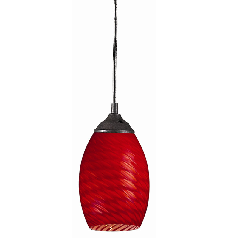 Crouse 1 - Light Single Pendant, Red, Sand Black