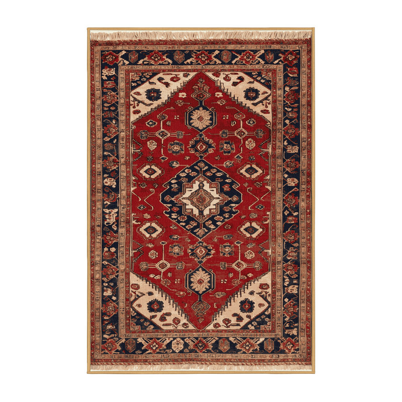 Machine Washable Persian Brown Area Rug, Rectangle 7' x 9'