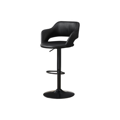Tabouret de bar moderne à hauteur réglable avec tissu semblable au cuir et pivot en métal noir d'aspect cuir
