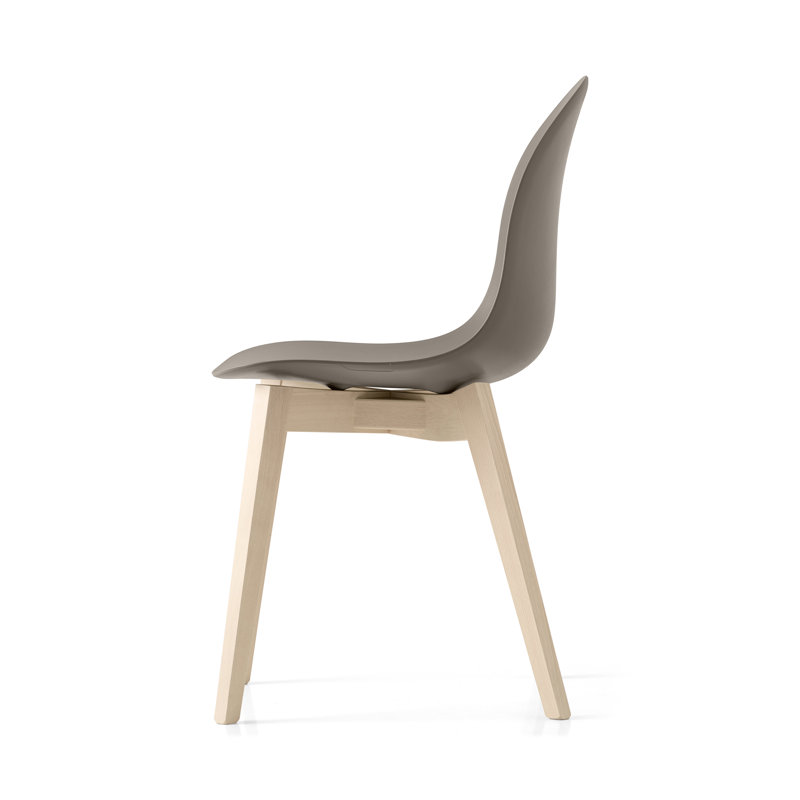 Academy Side Chair with Wooden Frame, Bleached, Matte Taupe