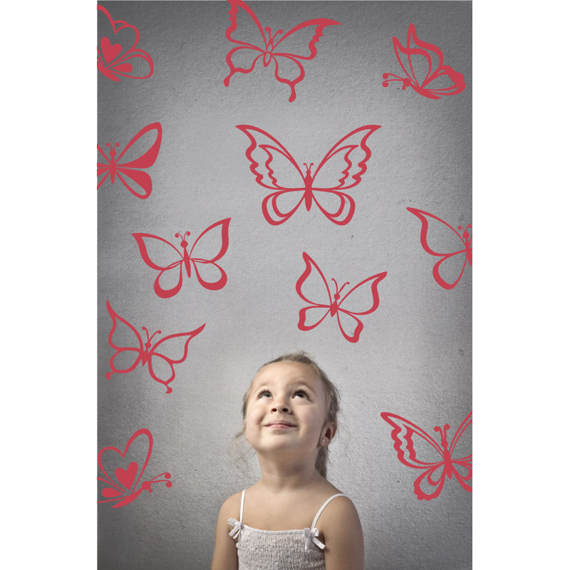 Adhésif décoratif papillon, H 24 po x l 25 po x P 0,01 po, Rouge Dahlia
