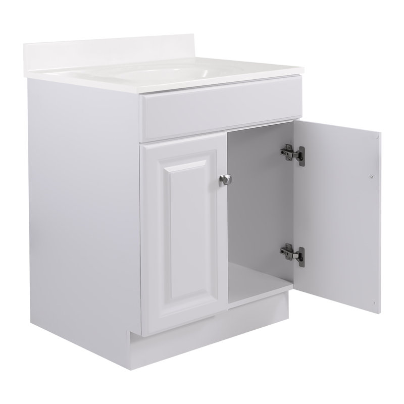 Wyndham 25 Inch Bathroom Vanity with Top, Ready to Assemble, Solid White