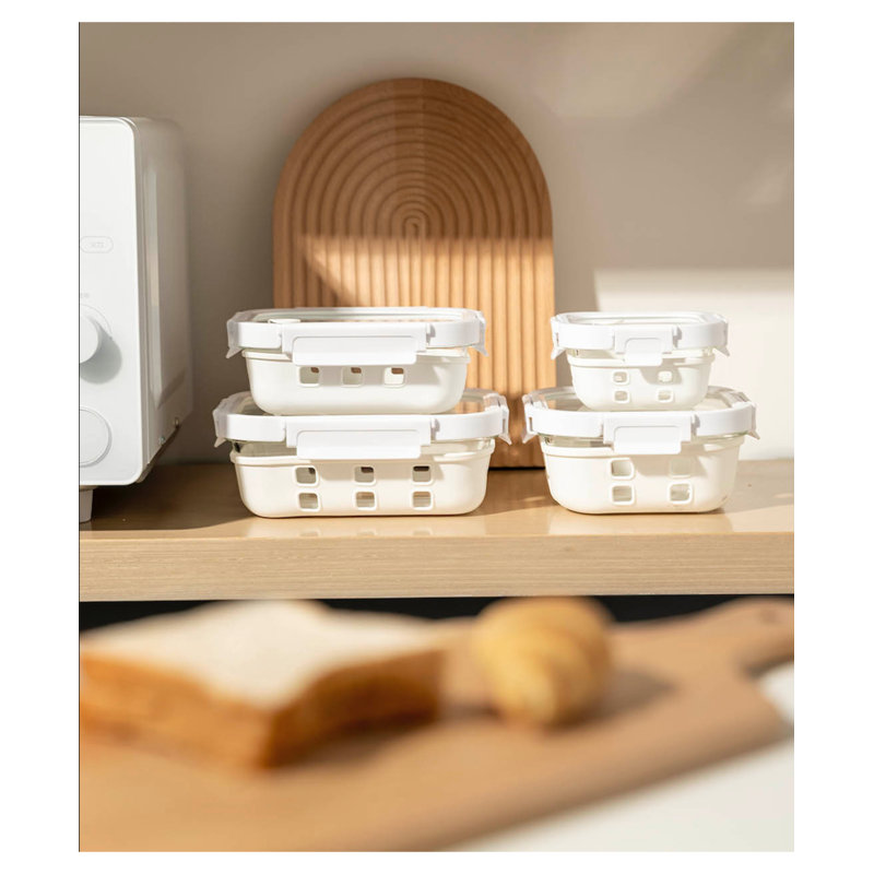 Genicook Borosilicate Glass 4 Container Food Storage Set