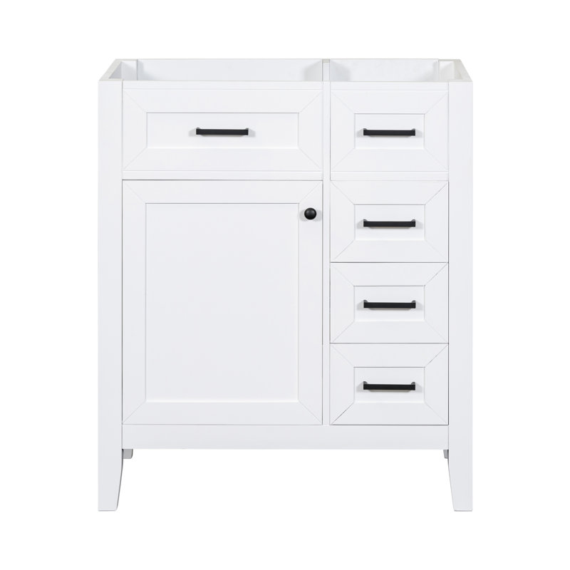 Meuble-lavabo de 30 po - Armoire blanche avec options de rangement à tiroirs, White