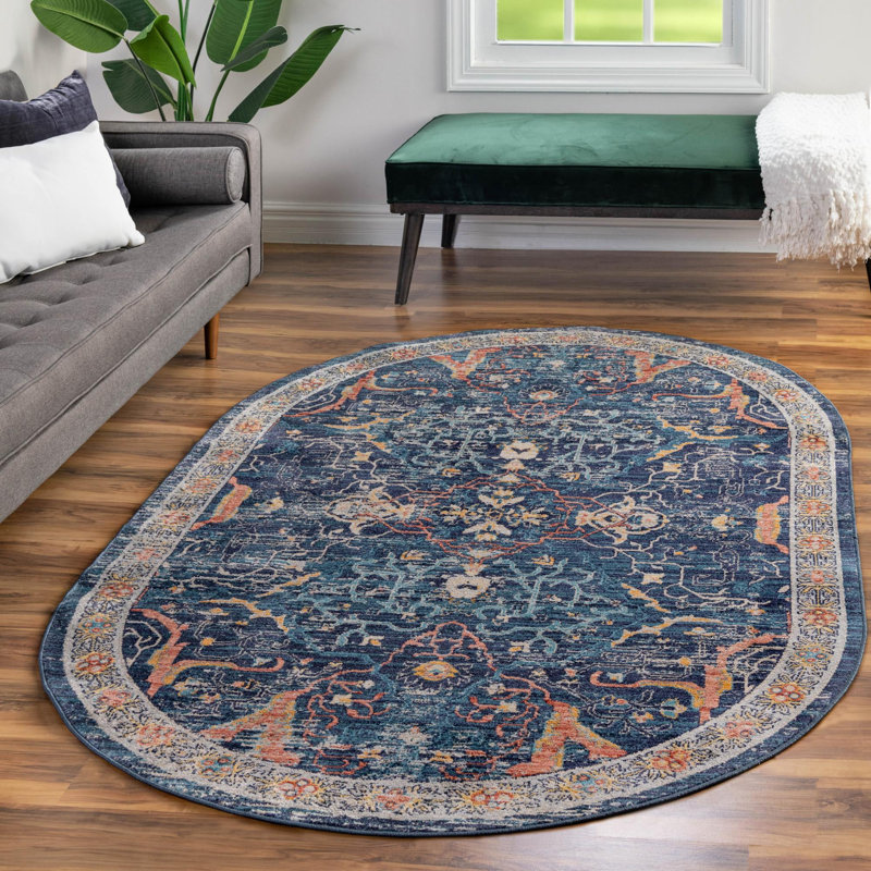 Alkire Floral Indoor Rug, Oval 7'10" x 10'2"