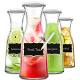Juice Glass Carafe with lids 4pc Mimosa Bar, 1L Juice Container Carafe Beverage Servers Water Pitcher, Mimosa Glasses with Mimosa Bar Signs, Chalkboard Tags