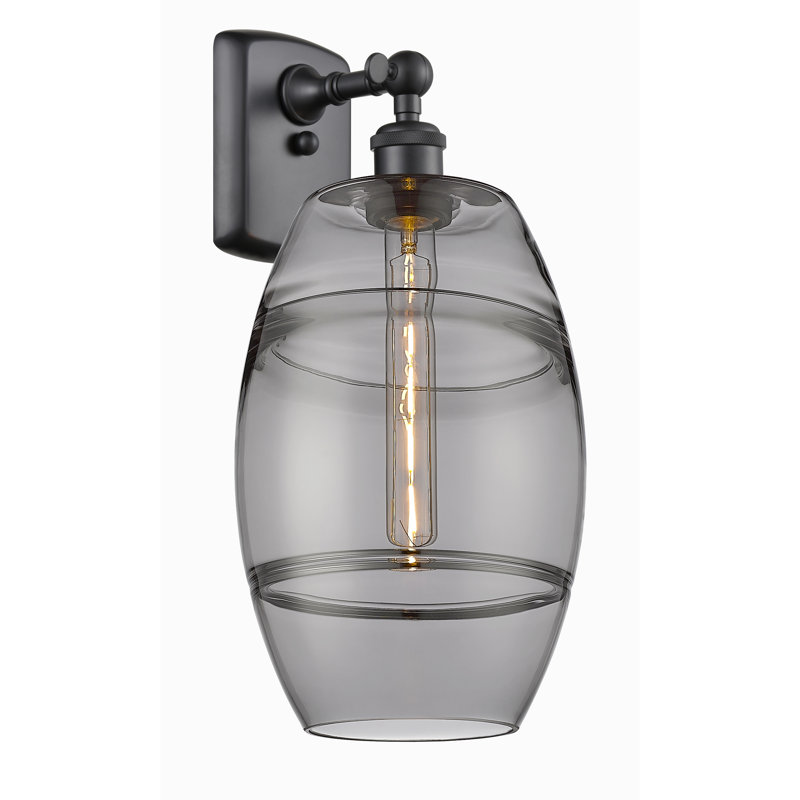 Bettylou Steel Armed Sconce, 10.88" H x 8" W x 8.13" D, Light Smoke, Matte Black
