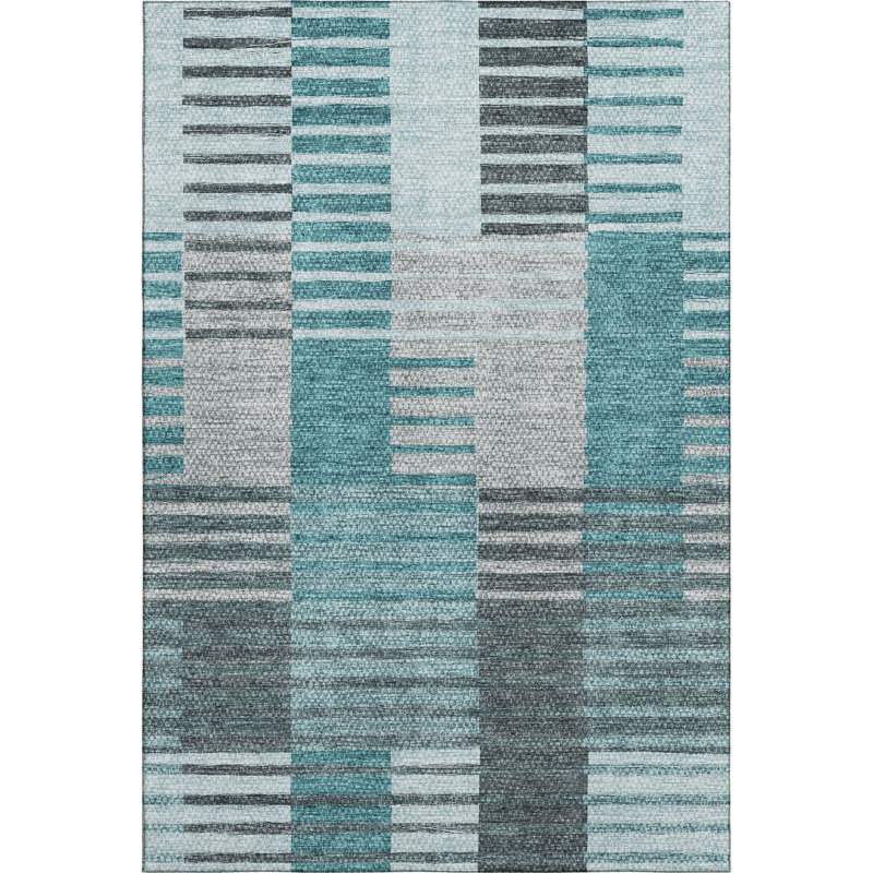Premium Machine Washable Prisco Teal Rug, Rectangle 9' x 12'
