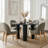 52" Round Solid Oak Wood Dining Table with 3 Sculptural Pillar Legs-1455826580