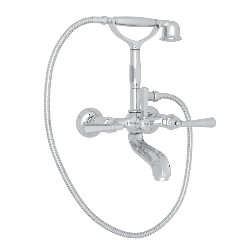 Palladian® Clawfoot Tub Faucet, Polished Chrome, Industrial Metal Lever Handle