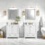Meuble-lavabo double avec lavabo en céramique blanche, portes à fermeture douce, rangement spacieux, structure en bois massif, armoire de salle de bain moderne avec tiroirs et tablettes - unités 2 x 30 po-2057372239